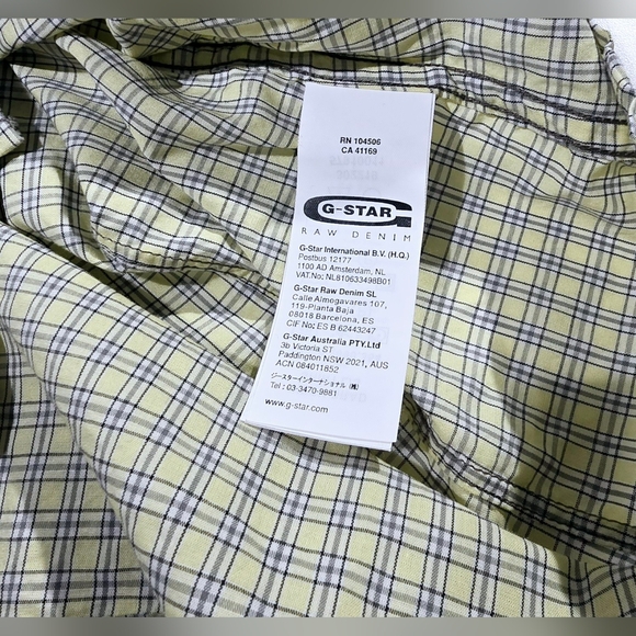 G-Star Raw NIECK GRAD Gray Yellow Plaid Checked Button Down Shirt Men Large - Picture 4 of 8